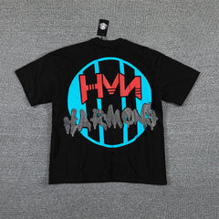 HVM Harmony Skull Monster Black Double‑Sided Graphic Print Crew Neck Streetwear T‑Shirt