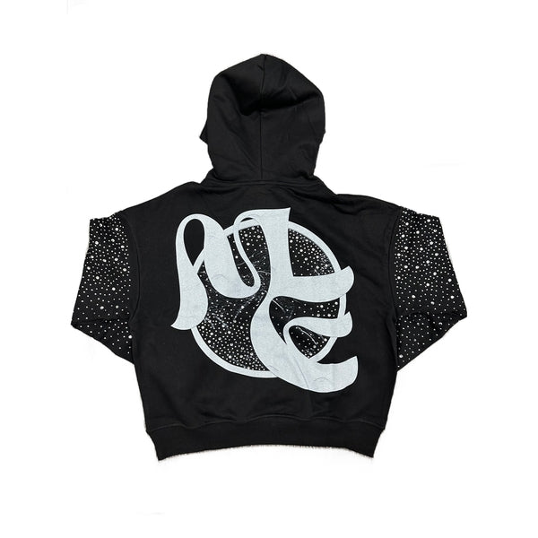 Rhinestone Splice Graphic Cropped Hoodie Unisex Streetwear