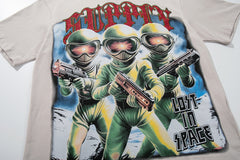 Soldier Troop Beige Vintage‑Washed Double‑Sided Graphic Print Crew‑Neck Streetwear T‑Shirt