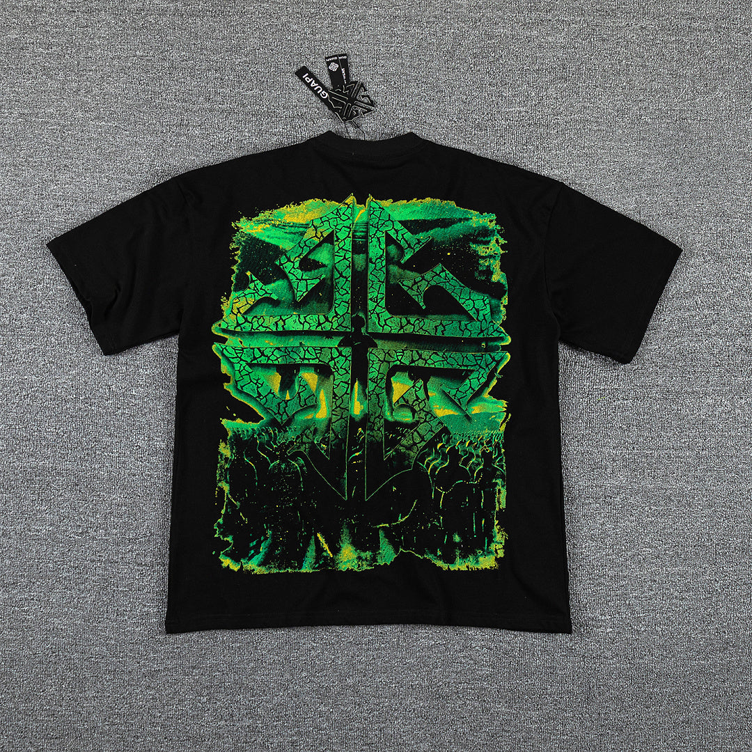 Jamaica Flag Portrait Double‑Sided Graphic Print Crew Neck Streetwear T‑Shirt