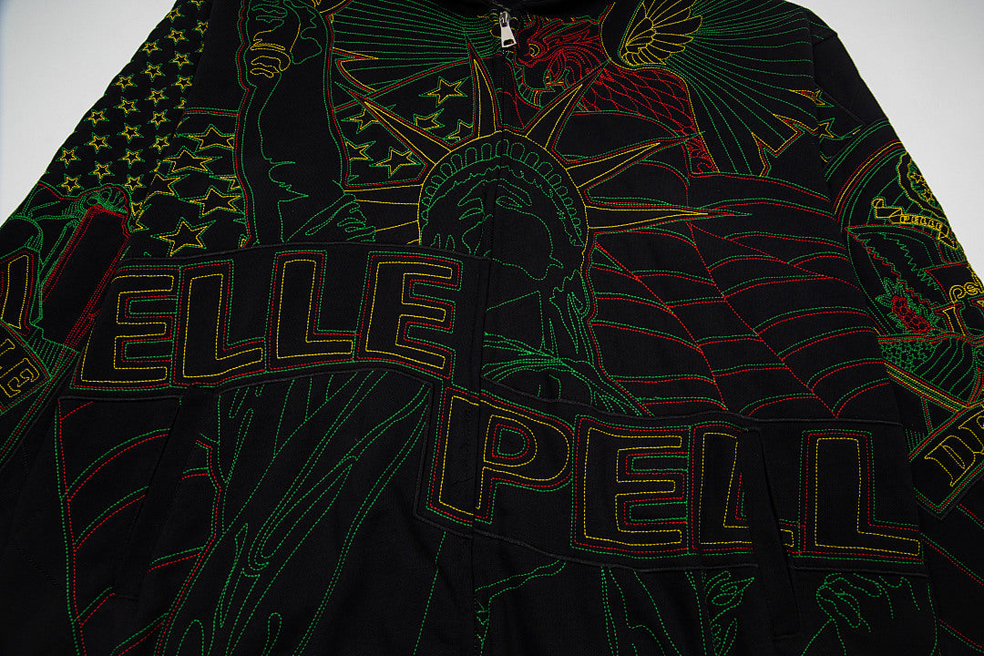 Vintage Black Dragon Tapestry Full‑Zip Hoodie