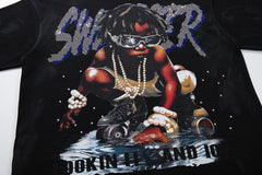 Lookin Fly And Icy Skull Hip‑Hop Double‑Sided Graphic Print Crew Neck Streetwear T‑Shirt