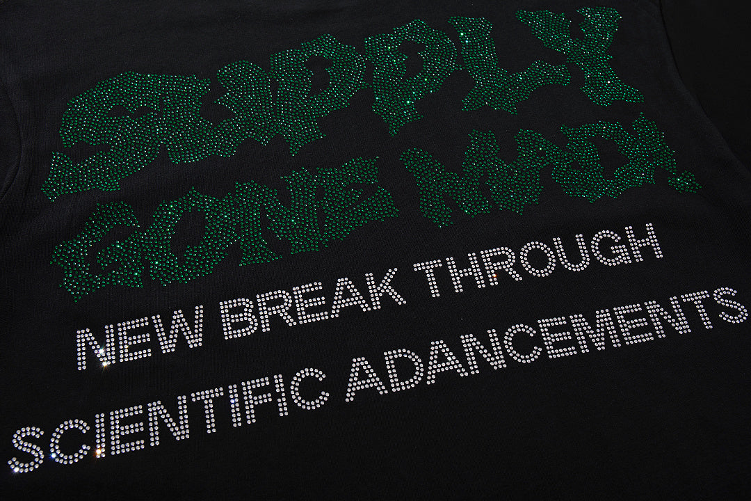 Green Skull Warrior Black Vintage‑Washed Double‑Sided Graphic Print Crew‑Neck Streetwear T‑Shirt