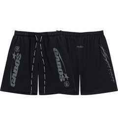Black Side Letter Graphic Drawstring Loose Street‑Wear Shorts
