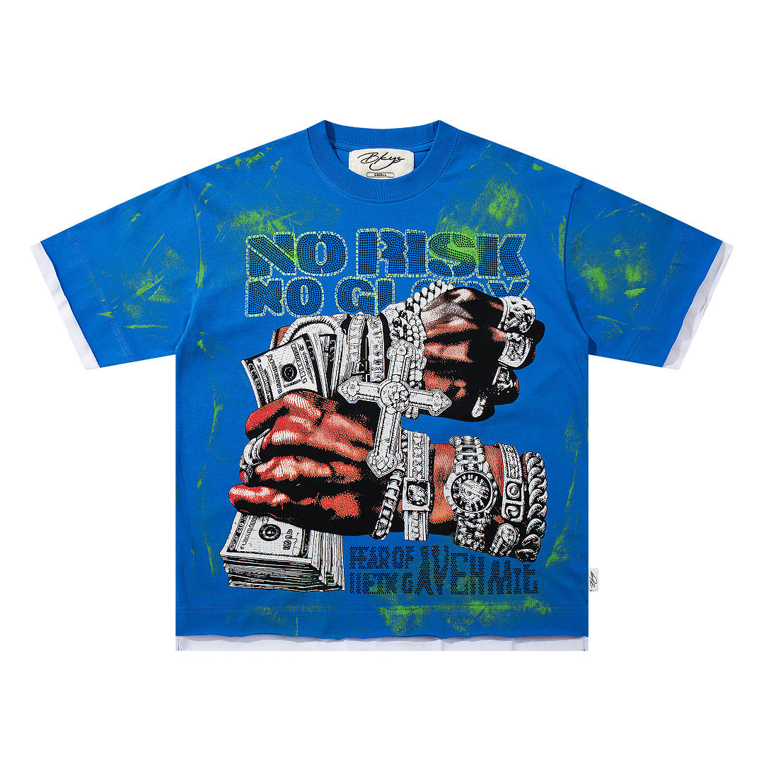 Fear Of Being Average Tie‑Dye Double‑Sided Graphic Print Crew Neck Streetwear T‑Shirt