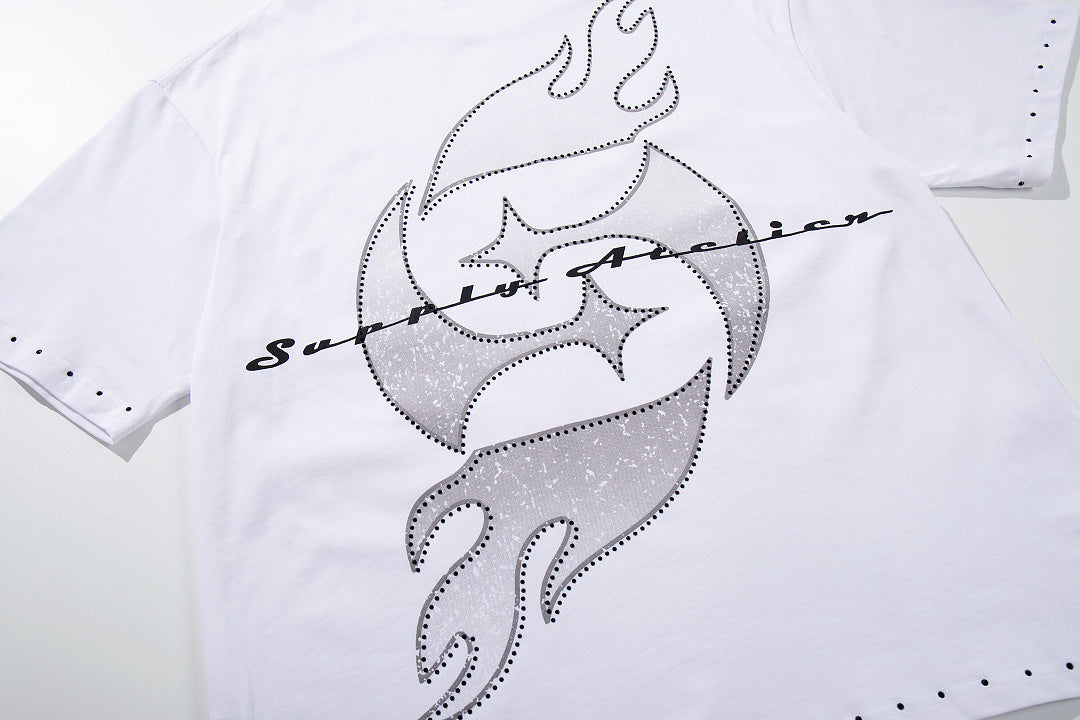 Vintage Kneeling Angel White Stitched Edge Double‑Sided Graphic Print Crew‑Neck Streetwear T‑Shirt