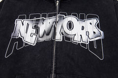 Vintage New York City Graphic Full‑Zip Hoodie