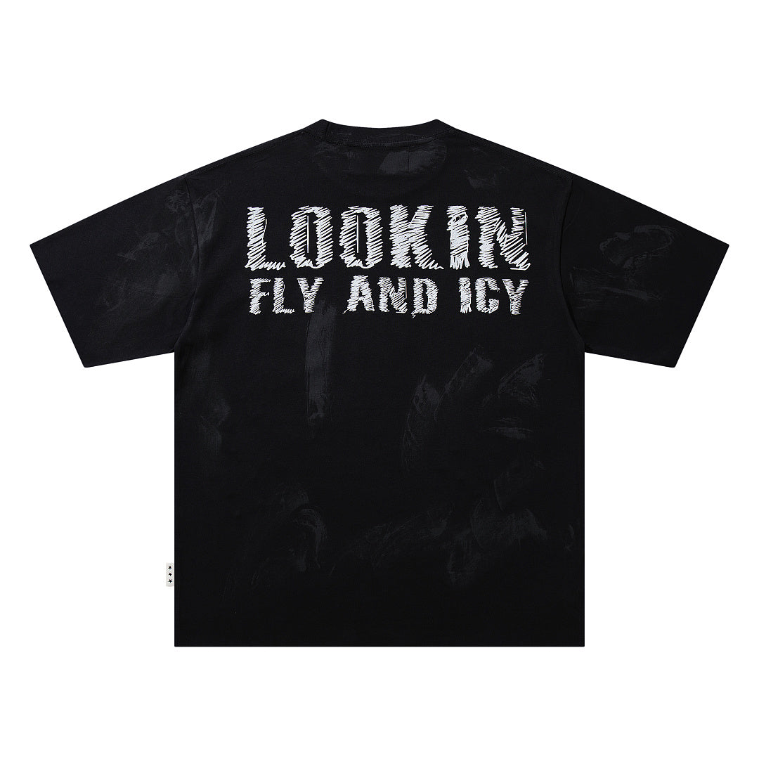 Lookin Fly And Icy Skull Hip‑Hop Double‑Sided Graphic Print Crew Neck Streetwear T‑Shirt