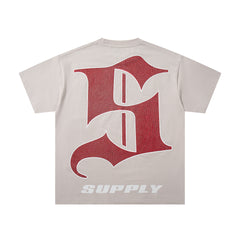 Soldier Troop Beige Vintage‑Washed Double‑Sided Graphic Print Crew‑Neck Streetwear T‑Shirt