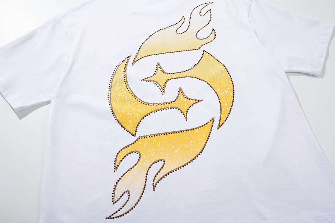 Vintage Supply Galaxy White Double‑Sided Graphic Print Crew‑Neck Streetwear T‑Shirt