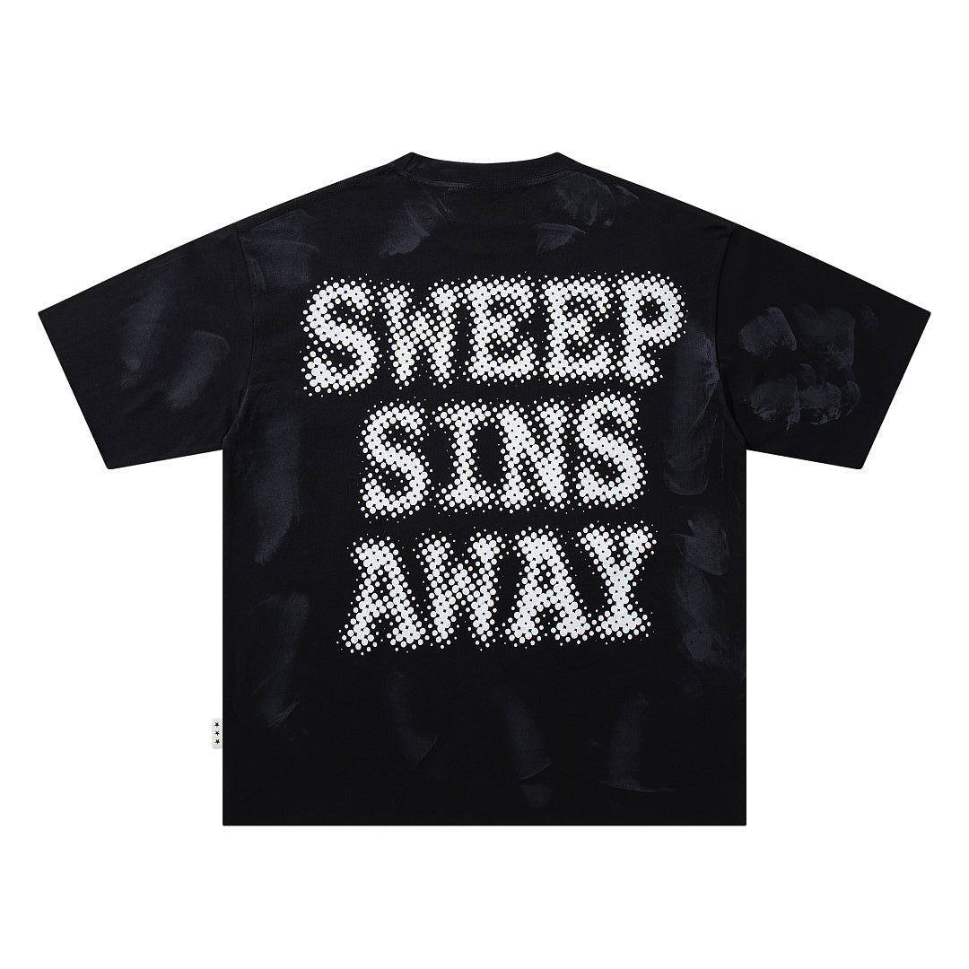 Sweep Sins Away Portrait Double‑Sided Graphic Print Crew Neck Streetwear T‑Shirt