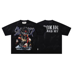 Lookin Fly And Icy Skull Hip‑Hop Double‑Sided Graphic Print Crew Neck Streetwear T‑Shirt