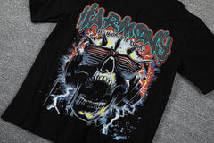 HVM Harmony Skull Monster Black Double‑Sided Graphic Print Crew Neck Streetwear T‑Shirt
