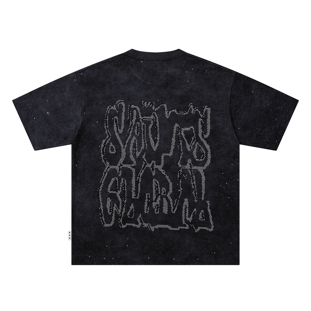 Angel Figure Dripping Letter Double‑Sided Graphic Print Crew Neck Streetwear T‑Shirt