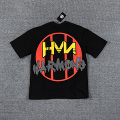 HVM Harmony Multicolor Chaos Figure Black Double‑Sided Graphic Print Crew Neck Streetwear T‑Shirt