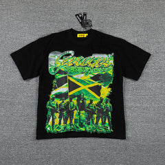 Jamaica Flag Portrait Double‑Sided Graphic Print Crew Neck Streetwear T‑Shirt
