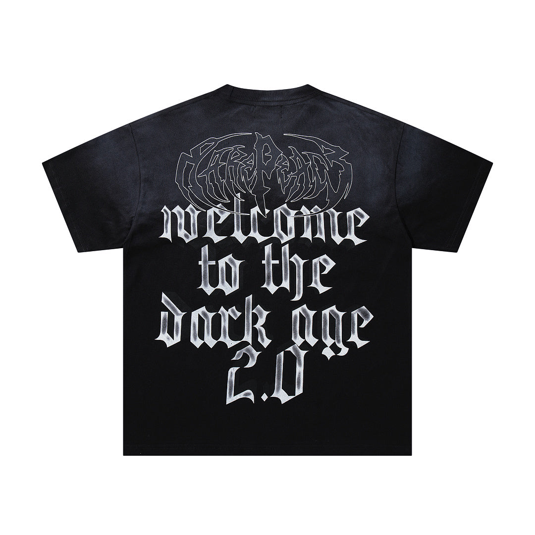Trust No One Dark‑Age 2.0 Black Double‑Sided Graphic Print Crew‑Neck Streetwear T‑Shirt