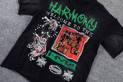 HVM Harmony Green‑Orange Double‑Sided Graphic Print Crew Neck Streetwear T‑Shirt