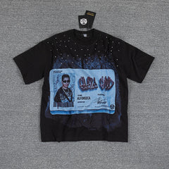 God Family Money Double‑Sided Portrait Graphic Print Crew Neck Streetwear T‑Shirt