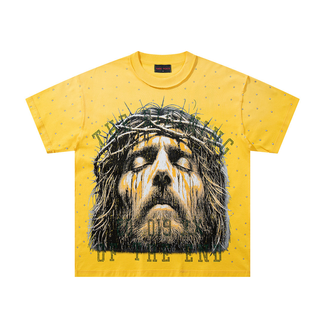 King Of Kings Thorn‑Crown Lion Double‑Sided Graphic Print Crew Neck Streetwear T‑Shirt