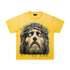 King Of Kings Thorn‑Crown Lion Double‑Sided Graphic Print Crew Neck Streetwear T‑Shirt