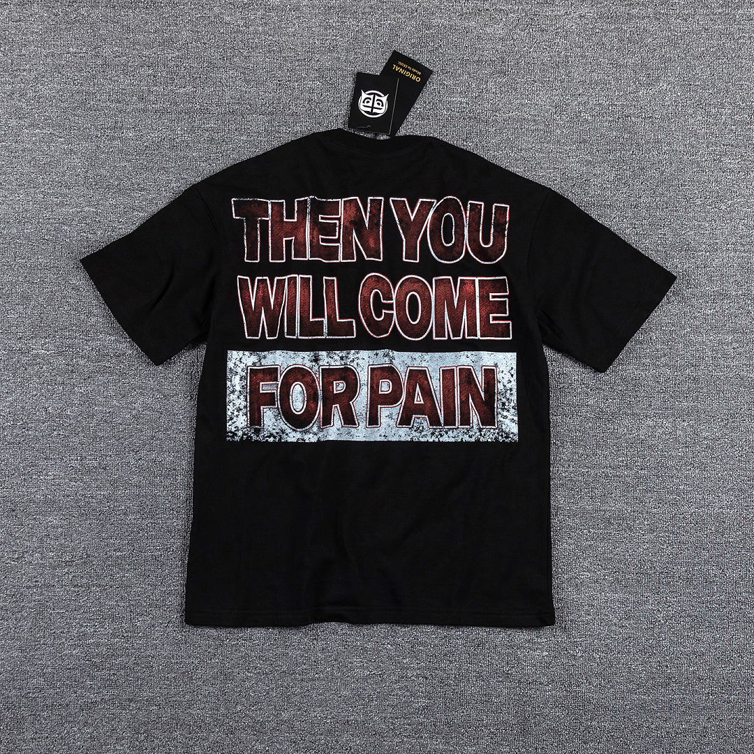 Glazagod Red Star "Then You Welcome For Pain" Double‑Sided Graphic Print Crew Neck Streetwear T‑Shirt